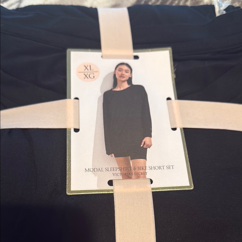 Victoria's Secret Black Sleep Shirt and Short Set